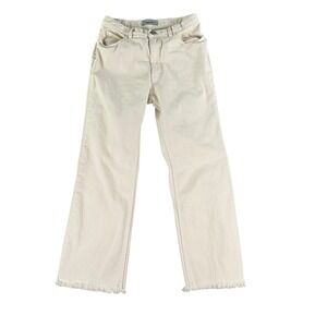 Rachel Comey Cream Wide Leg‎ Cropped Jeans Frayed Hem Size 6 (27X27)